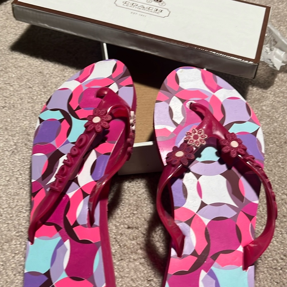 “Coach”sandals/flip flops. all shades of pretty bright pink. Brand new
